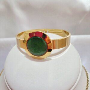 18k Gold Plated Stainless Steel Natural Stone Green Bracelets